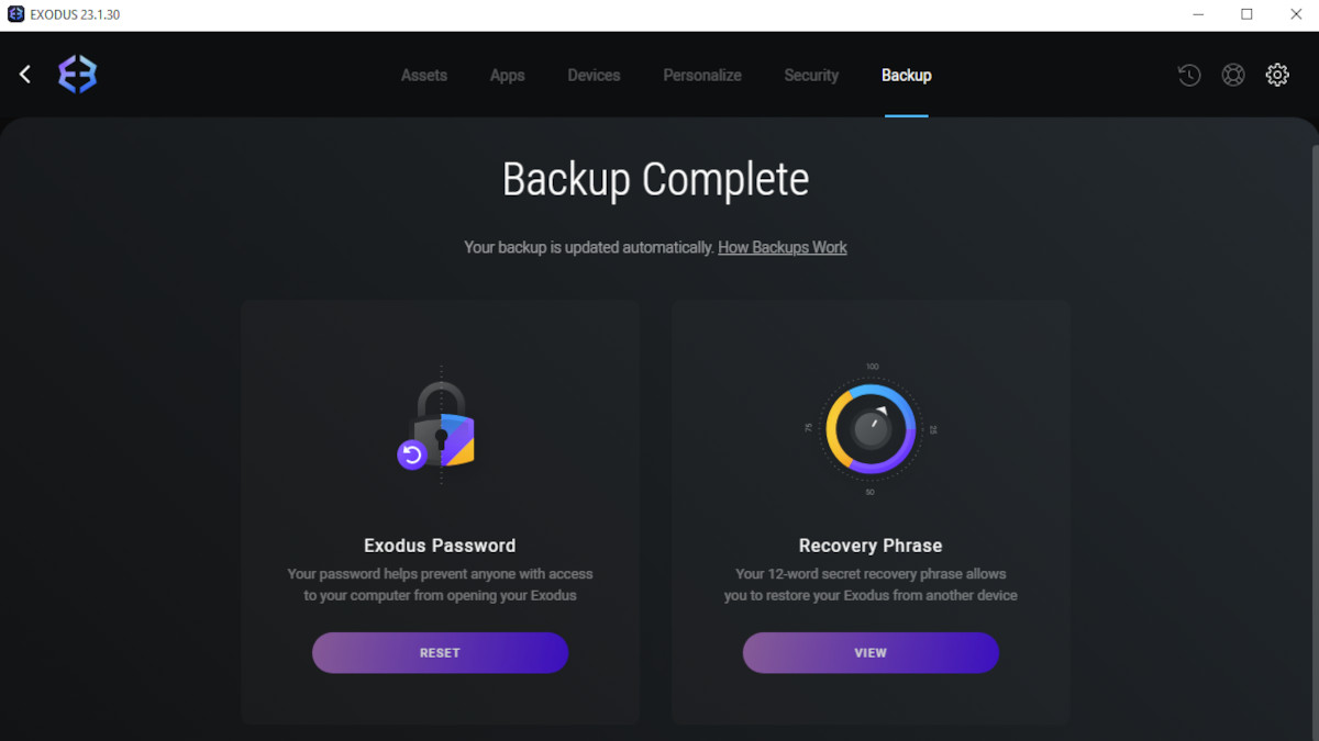 Exodus Backup Complete