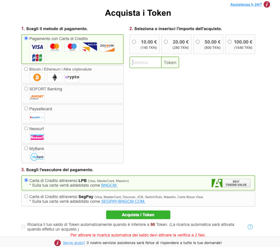 Acquista Token